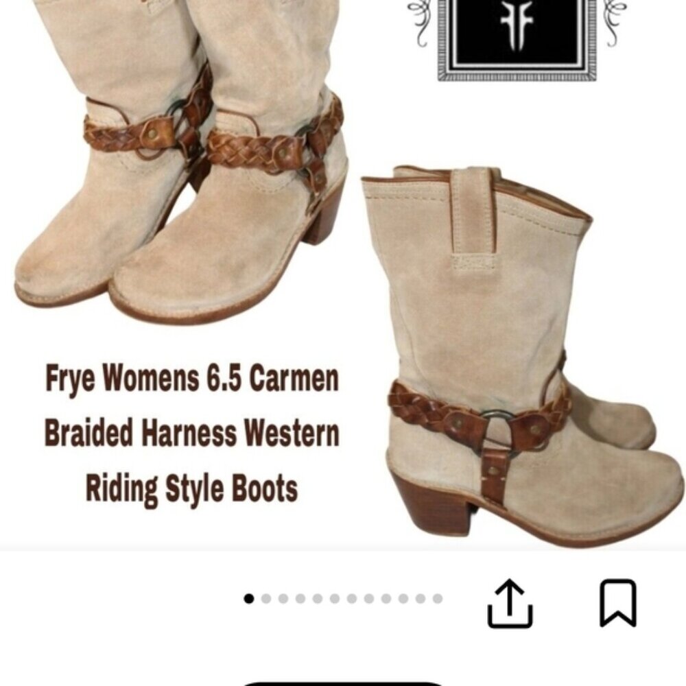 Frye Women's Carmen Braided Harness Boots - Beige - Picture 1 of 9